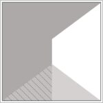 Diagram of Smink Studio screen-printed tile AL5: grey and white angled shapes with a light-grey triangle and hatched overlap at the bottom.