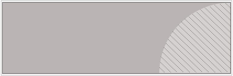 Diagram of Smink Studio 10 × 30 cm screen-printed tile BL11: a grey tile with a hatched light-grey curve at one end.