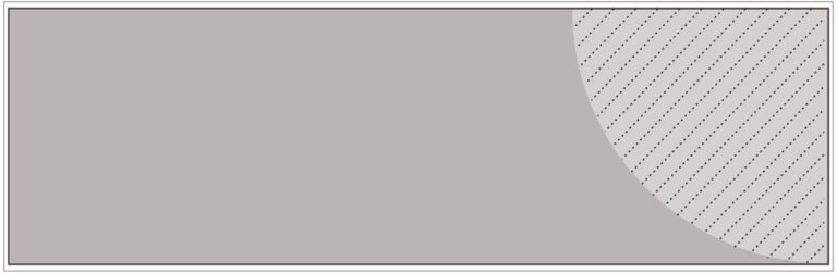 Diagram of Smink Studio 10 × 30 cm screen-printed tile BL12: a grey tile with a hatched light-grey curve at one end.