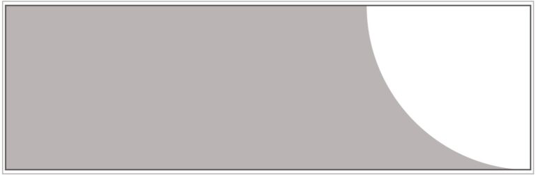 Diagram of Smink Studio 10 × 30 cm screen-printed tile BL2: a white curve at one end of a grey tile.