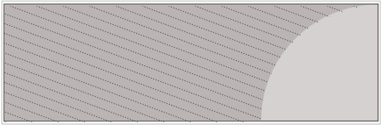 Diagram of Smink Studio 10 × 30 cm screen-printed tile BL5: a hatched tile with a light-grey curve at one end.