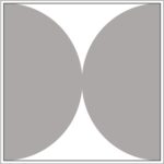 Diagram of Smink Studio Eclipse tile E7: two grey half-circles meeting in the middle of a white tile.