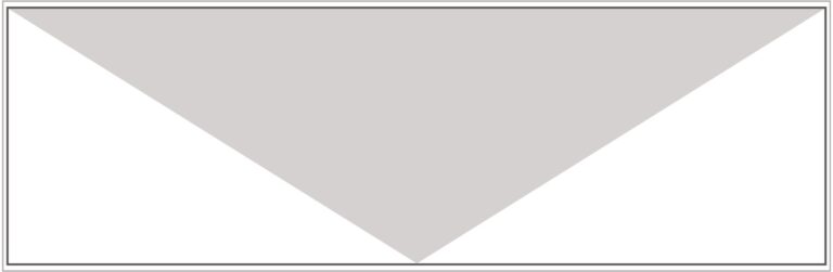 Diagram of Smink Studio 10 × 30 cm screen-printed tile GO6: a light-grey inverted triangle on a white tile.