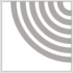 Diagram of Smink Studio screen-printed tile L04: broad grey concentric arcs on a white tile.