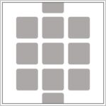 Diagram of Smink Studio screen-printed tile L05: a three-by-three grid of grey rounded squares on white.