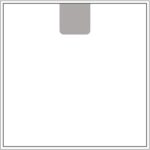 Diagram of Smink Studio screen-printed tile L08: one grey rounded rectangle at the top edge of a white tile.