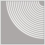 Diagram of Smink Studio screen-printed tile L11: fine white concentric arcs on a grey tile.