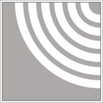 Diagram of Smink Studio screen-printed tile L14: broad white concentric arcs on a grey tile.