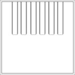 Drawing of Smink Studio relief tile P08, with a row of raised vertical ribs.