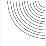 Drawing of Smink Studio relief tile P09, with raised concentric arcs from one corner.