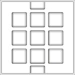Drawing of Smink Studio relief tile P10, with a three-by-three grid of raised rounded squares.