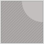 Diagram of Smink Studio Quarter Circle tile QC2: a pale quarter-circle on a striped grey tile.