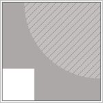 Diagram of Smink Studio screen-printed tile SR3: a grey tile with a hatched quarter-ring and a small white square in one corner.