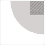 Diagram of Smink Studio screen-printed tile SR5: a white tile with a light-grey quarter-circle and a hatched square in the corner.