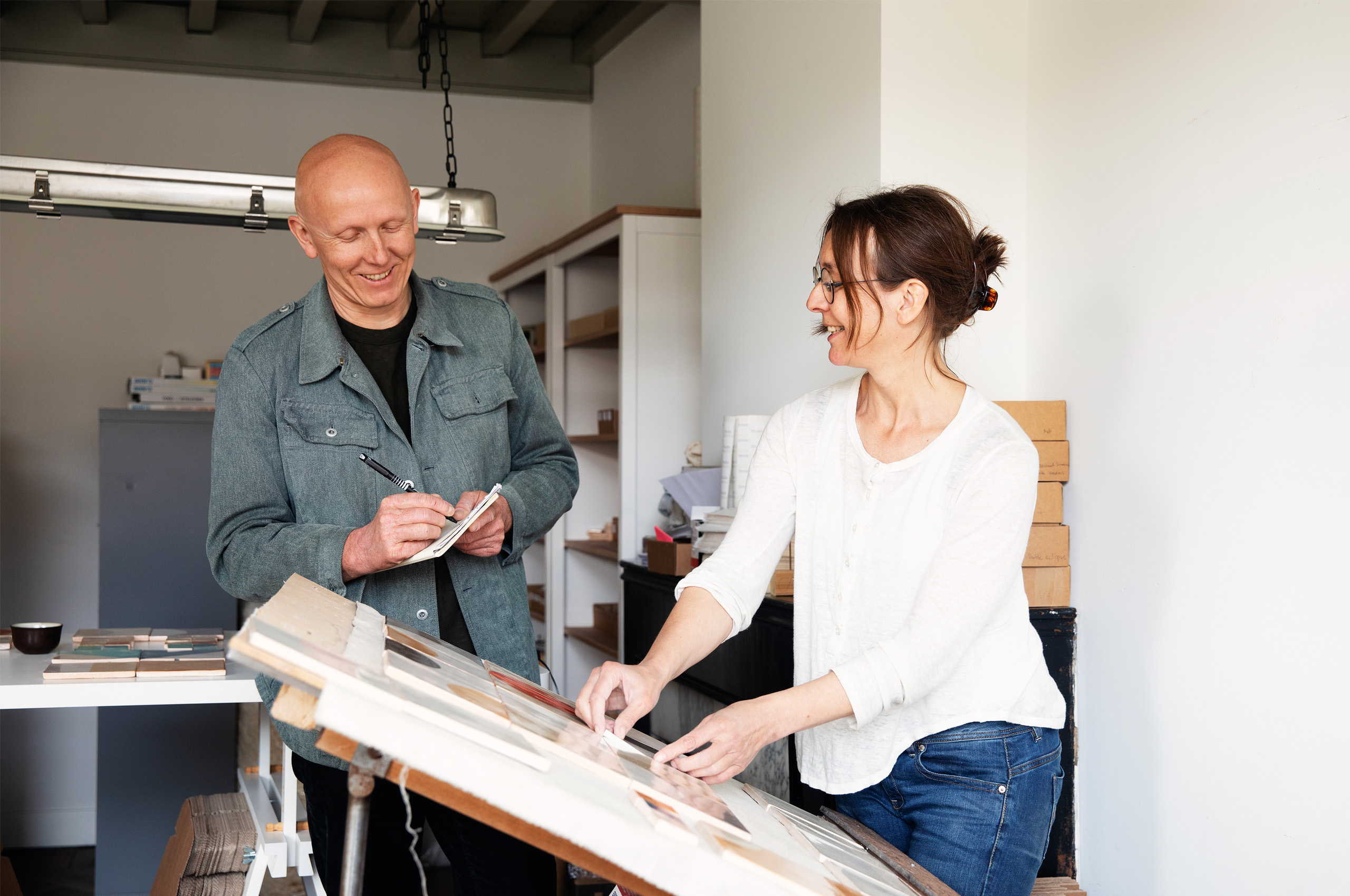 Marianne and Jonathan, the owners of Smink Studio, in the studio